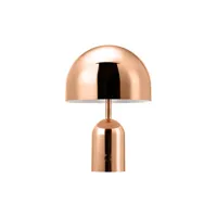 tom dixon - lampe sans fil rechargeable bell en métal, acier couleur cuivre 19 x 28 cm designer made in design