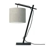 lampe de table bambou noir/lin h46cm