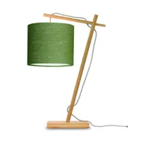 lampe de table bambou/lin vert h46cm