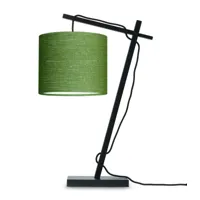 lampe de table bambou noir/lin h46cm