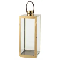 lanterne carrée métal/verre or h65cm