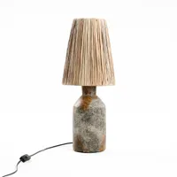 lampe de table en terre cuite et herbe antique gris naturel