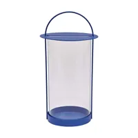 lanterne bleu en métal et en verre ø25xh48cm