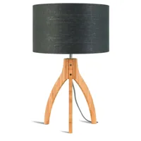 lampe de table bambou abat-jour lin gris fonc√©, h. 54cm