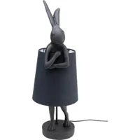 lampe lapin en polyrésine noire et abat-jour en lin noir h68