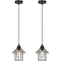 2x lustre suspension d'intérieur créative lampe suspension wall rétro en métal noir style industriel
