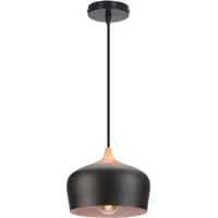 lustre suspension minimaliste moderne lampe suspension en bois et métal lustre e27 noir
