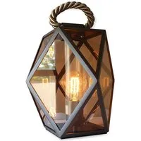 contardi lampe de table / lampadaire muse lantern (small - acrylique, bronze brossé et tissu)