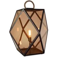 contardi lampe de table / lampadaire muse lantern (medium - acrylique, bronze brossé et tissu)