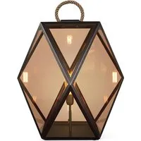 contardi lampe de table / lampadaire muse lantern (large - acrylique, bronze brossé et tissu)