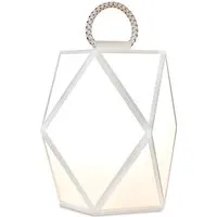 contardi lampe de table / lampadaire muse outdoor pour extérieur (large blanc perle - acrylique, métal et cuir)