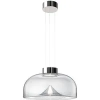 leucos lampe à suspension aella s (transparent, rosace chrome - métal et verre)