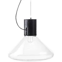 brokis lampe à suspension muffins wood 03b (transparent et noir - verre soufflé et bois)