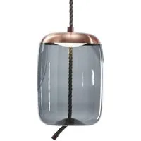 brokis lampe à suspension knot cilindro pc1019 (gris fumé et cuivre - verre et métal)