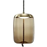 brokis lampe à suspension knot cilindro pc1019 (brun fumé et laiton - verre et métal)