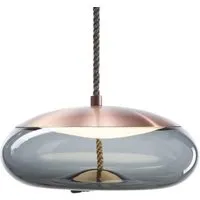 brokis lampe à suspension knot disco pc1017 (gris fumé et cuivre - verre et métal)
