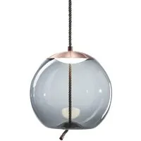 brokis lampe à suspension knot sfera pc1016 (gris fumé et cuivre - verre et métal)