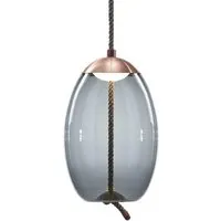 brokis lampe à suspension knot uovo pc1018 (gris fumé et cuivre - verre et métal)