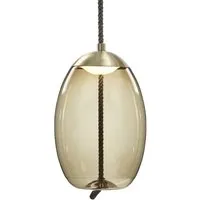 brokis lampe à suspension knot uovo pc1018 (brun fumé et laiton - verre et métal)