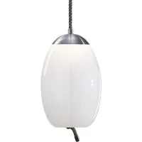brokis lampe à suspension knot uovo pc1018 (opaline transparente et acier brossé - verre et métal)