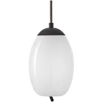 brokis lampe à suspension knot uovo pc1018 (opale transparente et noir mat - verre et métal)