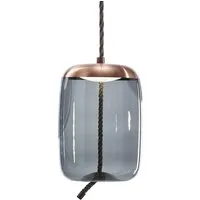 brokis lampe à suspension knot small cilindro pc1034 (gris fumé et cuivre - verre et métal)