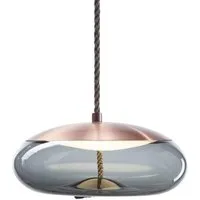 brokis lampe à suspension knot small disco pc1037 (gris fumé et cuivre - verre et métal)