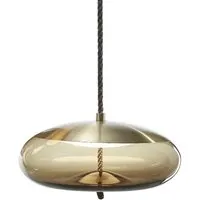 brokis lampe à suspension knot small disco pc1037 (brun fumé et laiton - verre et métal)