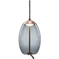 brokis lampe à suspension knot small uovo pc1036 (brun fumé et laiton - verre et métal)