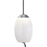 brokis lampe à suspension knot small uovo pc1036 (opaline transparente et acier brossé - verre et métal)