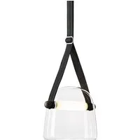 brokis lampe à suspension mona large pc938 (transparent et bracelet noir - verre et cuir)