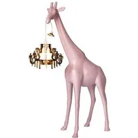 qeeboo lampadaire giraffe in love xs (rose - polyéthylène)
