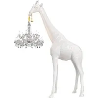 qeeboo lampadaire giraffe in love outdoor m h 400 cm (blanc - fiberglass)