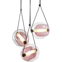brokis lampe à suspension capsula triangle (extérieur transparent, intérieur violet - verre)