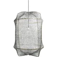 ay illuminate lampe à suspension z1 black (sisal net grey - structure en bambou noir et tissu)