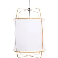 ay illuminate lampe à suspension z2 blonde (cotton white cover - structure en bambou clair et tissu)