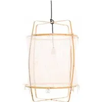 ay illuminate lampe à suspension z2 blonde (silk white cover - structure en bambou clair et tissu)