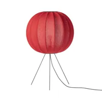 made by hand lampe sur pied knit-wit 60 round medium maple red