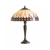 1 lampe de table moyenne lumière bronze foncé, verre tiffany, e27