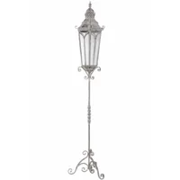 l'héritier du temps grande lanterne hexagonale sur pied lampadaire porte bougie luminaire intérieur extérieur en fer gris 38x38x198