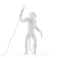 lampe à poser - monkey standing blanc résine