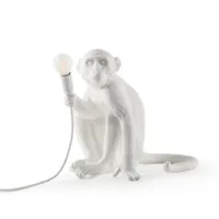 lampe à poser - monkey sitting blanc résine