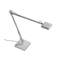 lampe de bureau - kelvin led base blanc aluminium, abs 2 bras 46,7cm et 56,5cm,  diffuseur 10 x 10cm,  base 16,6 x 16,6cm