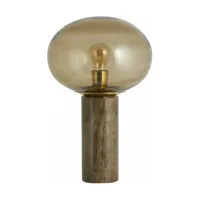 lampe à poser en marbre et verre fumé 45 cm bes - nordal