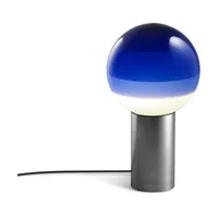 lampe de bureau en métal et verre soufflé bleu et gris dipping - marset