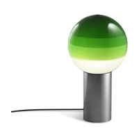 lampe de bureau en métal et verre soufflé vert et gris dipping - marset