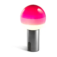 lampe portable en métal et verre soufflé rose et gris dipping - marset