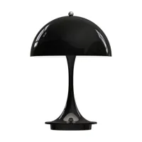 lampe sans fil en acrylique noir 23 cm panthella portable v2 - louis poulsen