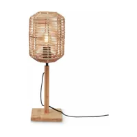lampe à poser en bambou naturel avec abat-jour naturel 18x45 cm tanami - good & mojo