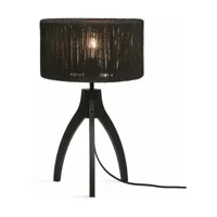 lampe à poser en bambou noir avec abat-jour noir 30x40 cm iguazu - good & mojo